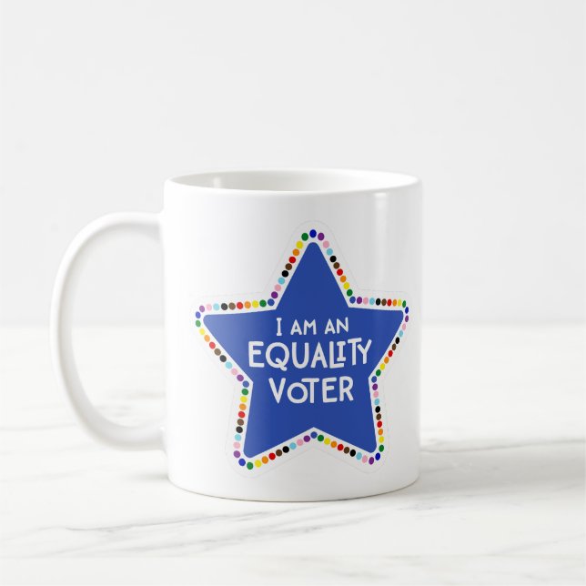 Jag är en jämlikhetsväljare! LGBTQ+ Regnbågsstjärn Kaffemugg (Vänster)