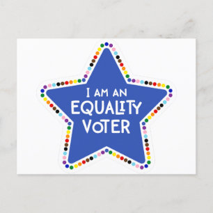 Jag är en jämlikhetsväljare! LGBTQ+ Regnbågsstjärn Vykort