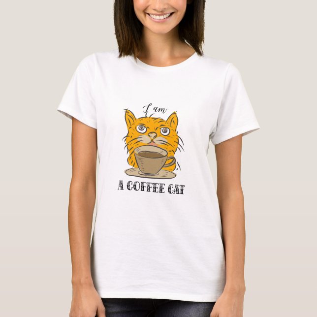 Jag är en kaffekatt t shirt (Framsida)