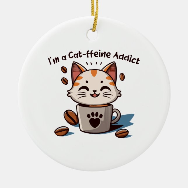 Jag är en Katt-fein Beroende Julgransprydnad Keramik (Framsidan)
