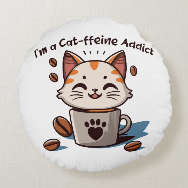 Jag är en katt-fein-beroende rund kudde (Baksidan)