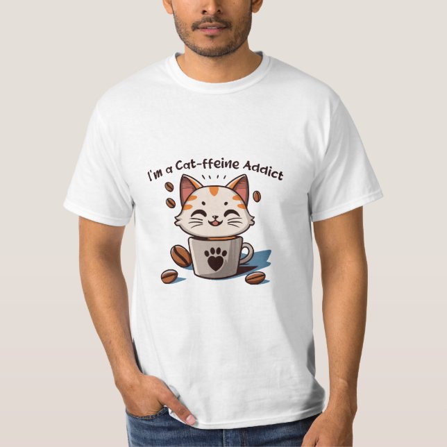 Jag är en katt-fein-beroende t shirt (Framsida)