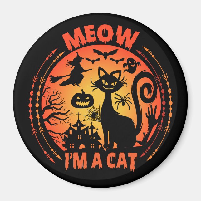 Jag är en katt, halloween-katt magnet (Framsidan)