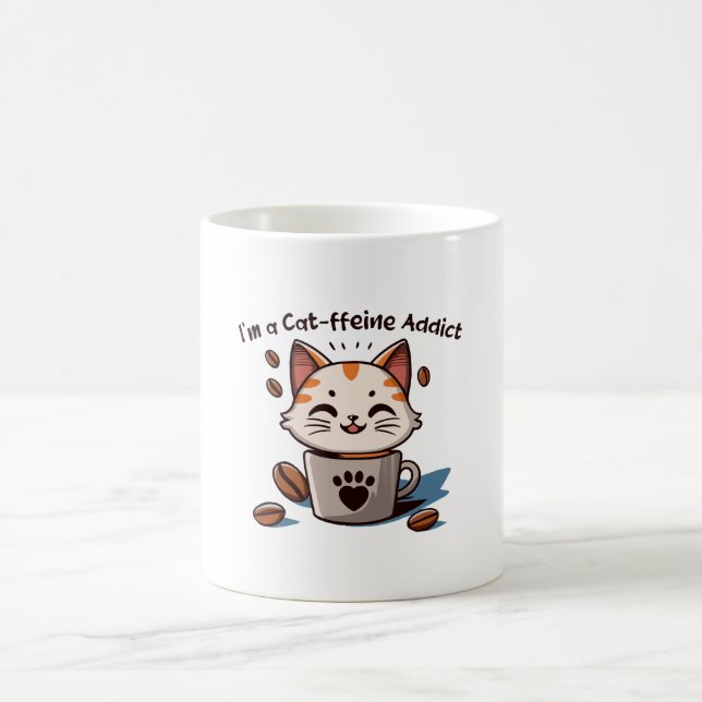 Jag är en katt-koffeinmissbrukare kaffemugg (Center)
