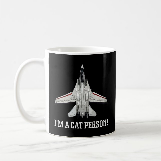 Jag är en kattperson F-14 Tomcat Kaffemugg (Vänster)
