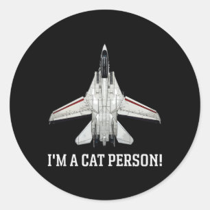 Jag är en kattperson F-14 Tomcat Runt Klistermärke