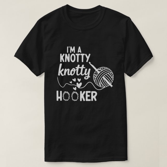 Jag är en knapp Hoooker Crochet Sweatshirt. T Shirt (Design framsida)
