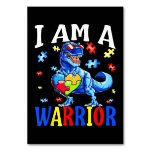 Jag är en krigare Autism-familj Dinosaur Autism Bordsnummer