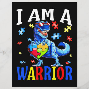 Jag är en krigare Autism-familj Dinosaur Autism Brevhuvud