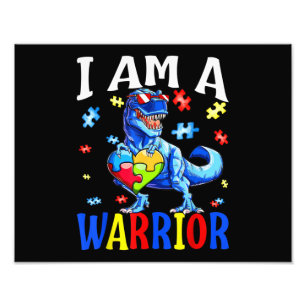 Jag är en krigare Autism-familj Dinosaur Autism Fototryck