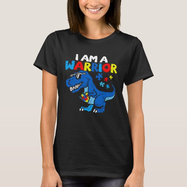 Jag Är En Krigare Autism Familj Dinosaurie Autism  T Shirt (Framsida)