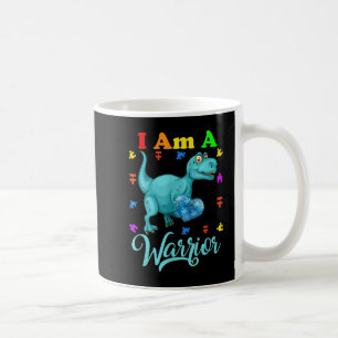 Jag är en krigare Autism-familj TRex Dinosaur Auti Kaffemugg