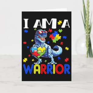 Jag Är En Krigare Autism Pojkar Familj Dinosaurie Kort