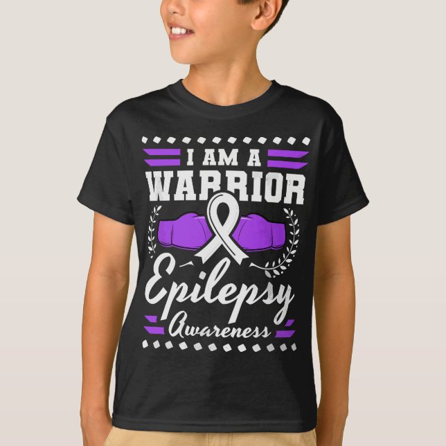 Jag är en krigare, en epilepsimedvetenhet t shirt (Framsida)
