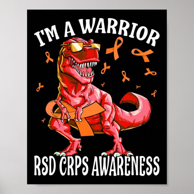 Jag Är En Krigare Rsd Crps Medvetenhet Dinosaurie  Poster (Framsidan)