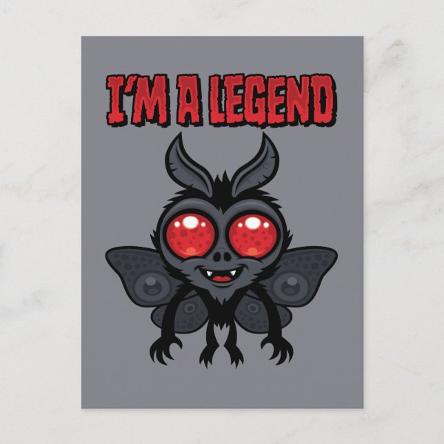 Jag Är En Legend - Spöklik Söt Mothman Vykort (Framsida)