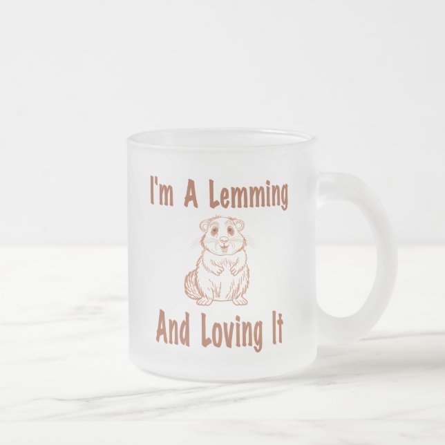 Jag är en lemming och lyft den Teckning i Brown Frostad Glasmugg (Höger)