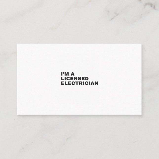 JAG ÄR EN LICENSERAD ELECTRICIAN VISITKORT (Framsida)