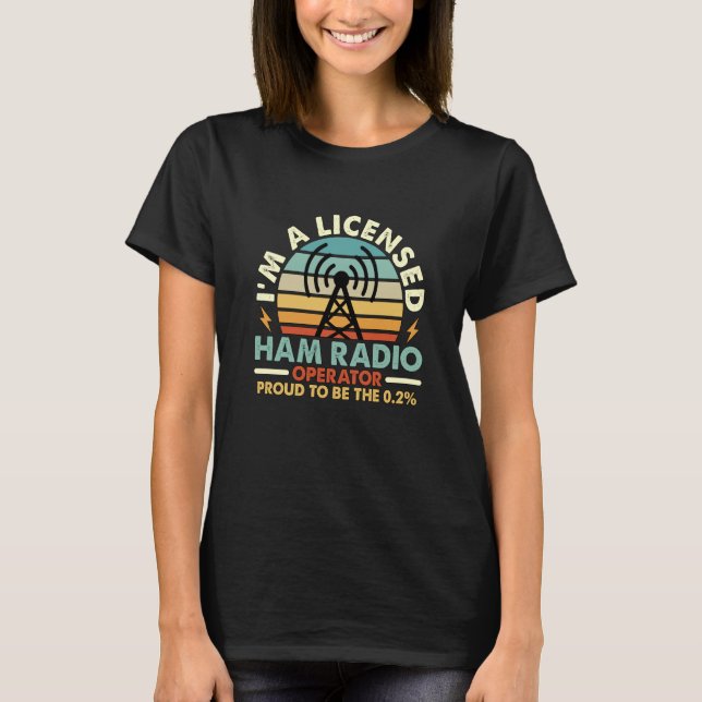 Jag är en licensierad amatörradio retro amatör ope t shirt (Framsida)
