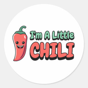 Jag är en liten Chili! Cute Chili Pepper-Tecknaden Runt Klistermärke