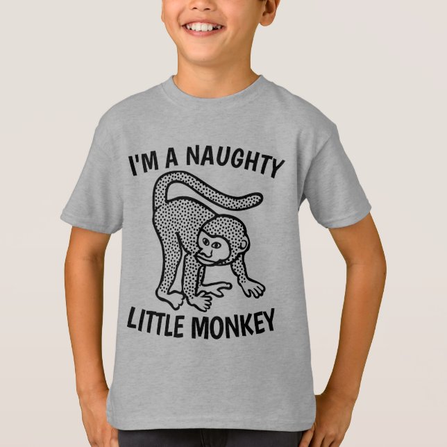 JAG ÄR EN LITTLE MONKEY Kids T-Shirts (Framsida)