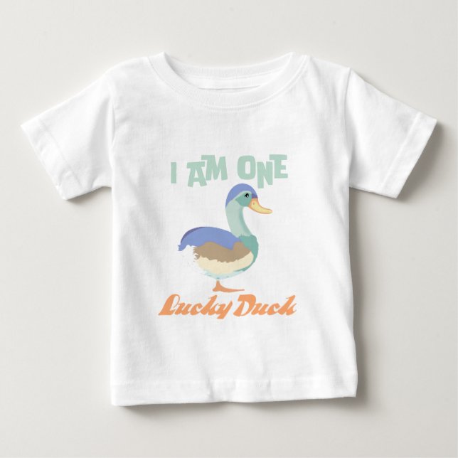 Jag är en Lucky Duck  Första födelsedag Pastell T Shirt (Framsida)