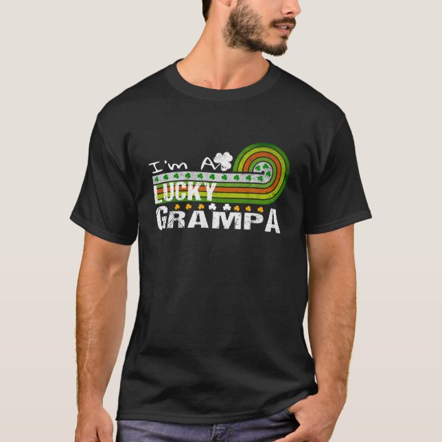 Jag är en Lucky Grampa Shamrock St patricks day Pa T Shirt (Framsida)
