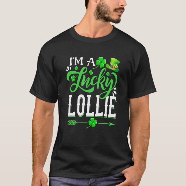 Jag är en Lucky Lollie Shamrock St patricks day Pa T Shirt (Framsida)
