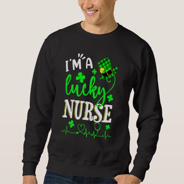 Jag är en Lucky Nurse Shamrock Top hat St Patrick' Lång Ärmad Tröja (Framsida)
