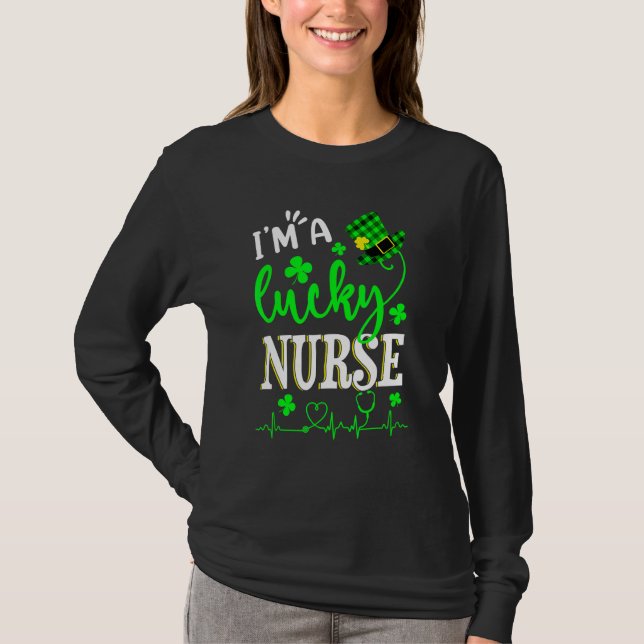 Jag är en Lucky Nurse Shamrock Top hat St Patrick' T Shirt (Framsida)