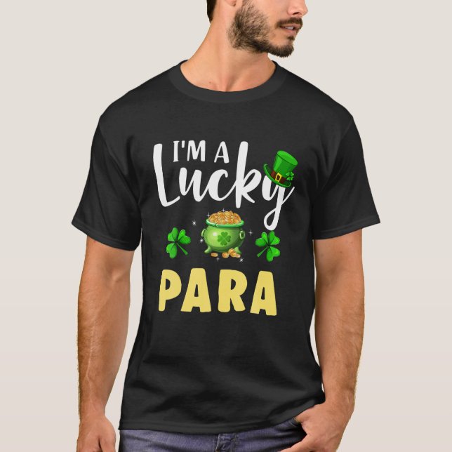 Jag är en Lucky Para Irish Shamrock St patrick's d T Shirt (Framsida)
