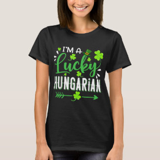 Jag är en lucky ungersk Shamrock Top hat St Patric T Shirt