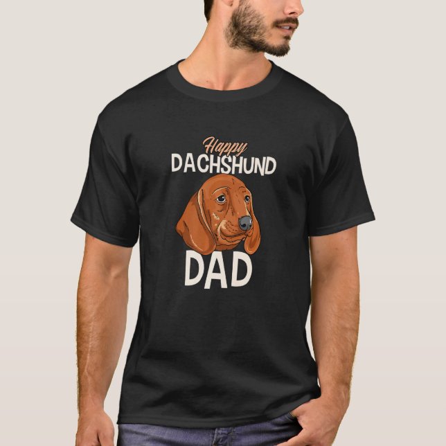 Jag är en Lycklig Dachshund Hund Pappa I Kärlek mi T Shirt (Framsida)