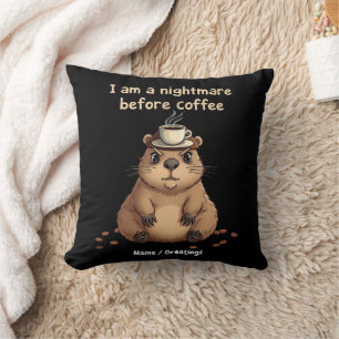Jag är en mardröm före kaffe, älskares motto kudde