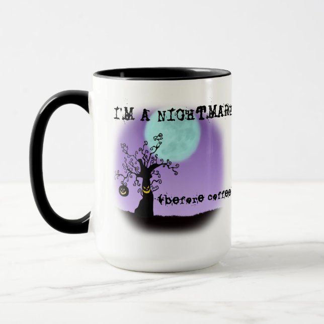 Jag är en mardröm innan kaffe Rolig Halloween-mugg Mugg (Vänster)