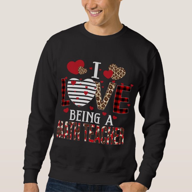Jag är en matlärare, Red Plade Hearts Valen Lång Ärmad Tröja (Framsida)