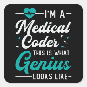 Jag är en medicintekod som kodar ICD Retro Program Fyrkantigt Klistermärke