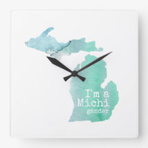Jag är en Michigander Watercolor Filled Silhouette