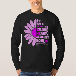 Jag är en militär Lila för solrossolja i månaden T Shirt