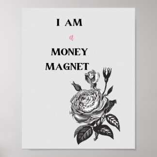 Jag är en Money Magnet-bekräftelse: Minimalist Art Poster