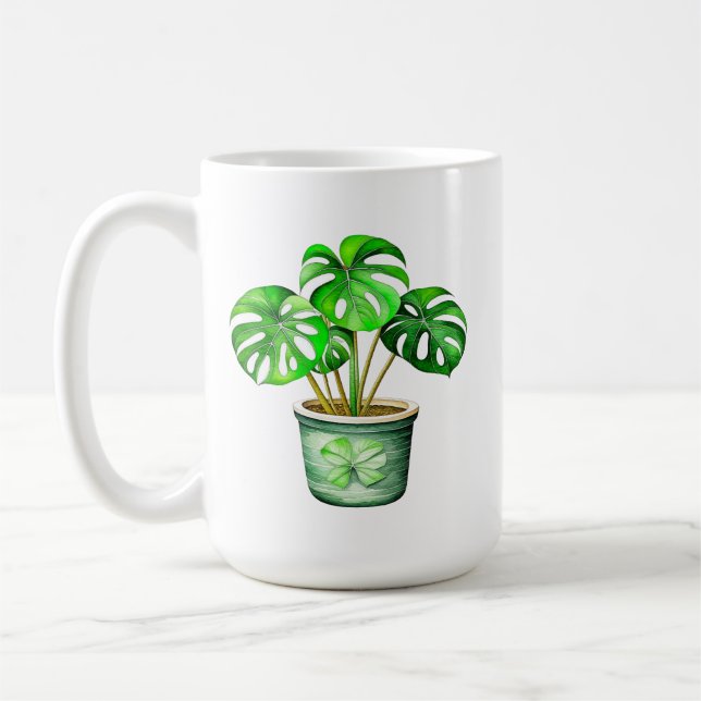 Jag är en Monstera utan min kaffe | Funny Plant Pu Kaffemugg (Vänster)