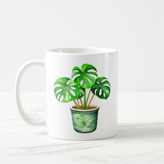 Jag är en Monstera utan min kaffe | Funny Plant Pu Kaffemugg (Vänster)