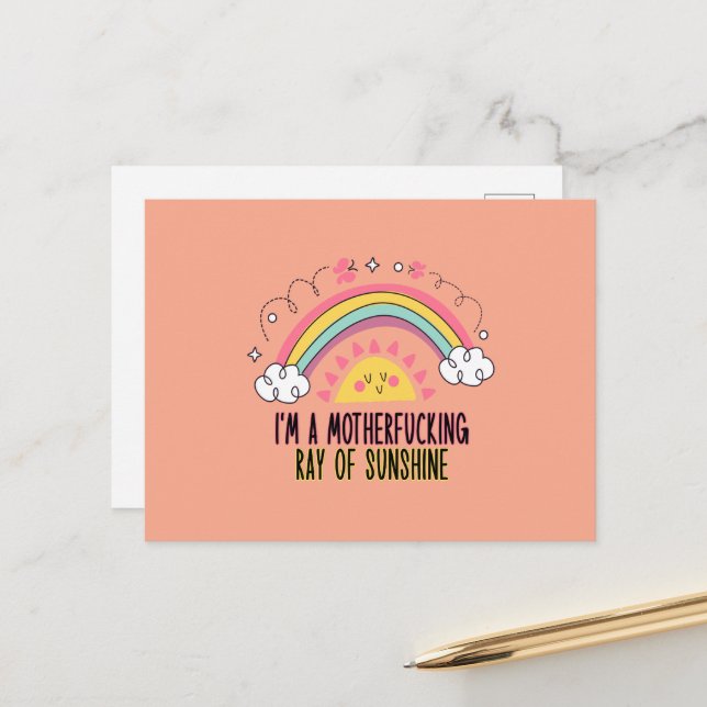 Jag är en motherf*cking Ray of Sunshine Bath Towel Vykort (Fram/Back In Situ)