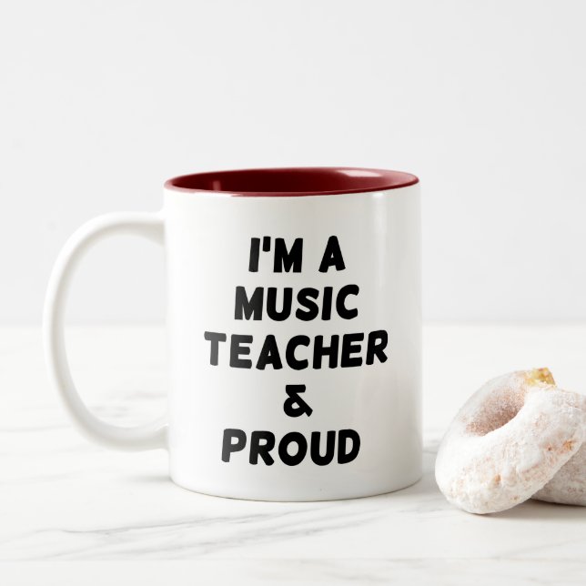 JAG ÄR EN MUSISK TEACHER OCH STOPPAD TvåTON COFFEE Två-Tonad Mugg (Med munk)