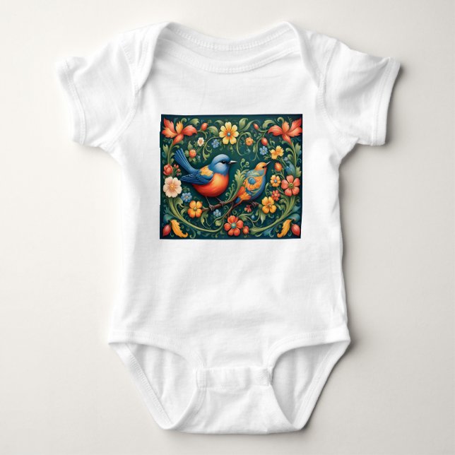 Jag är en norsk Baby Rosemaling Infant Bodykostym T Shirt (Framsida)
