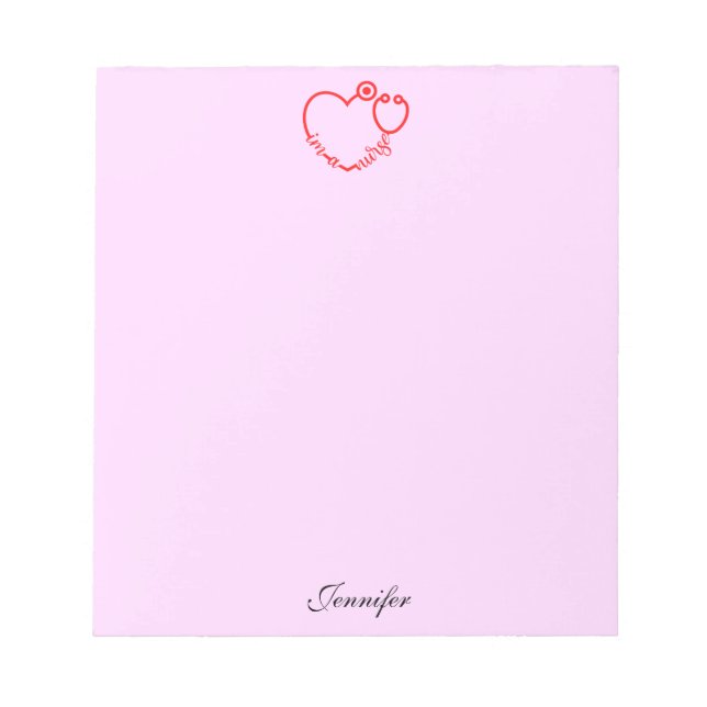 Jag är en Nurse Stethoscope Heart Personlig Namn Anteckningsblock (Framsida)