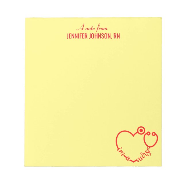 Jag är en Nurse Stethoscope Personlig Namn Elegant Anteckningsblock (Framsida)