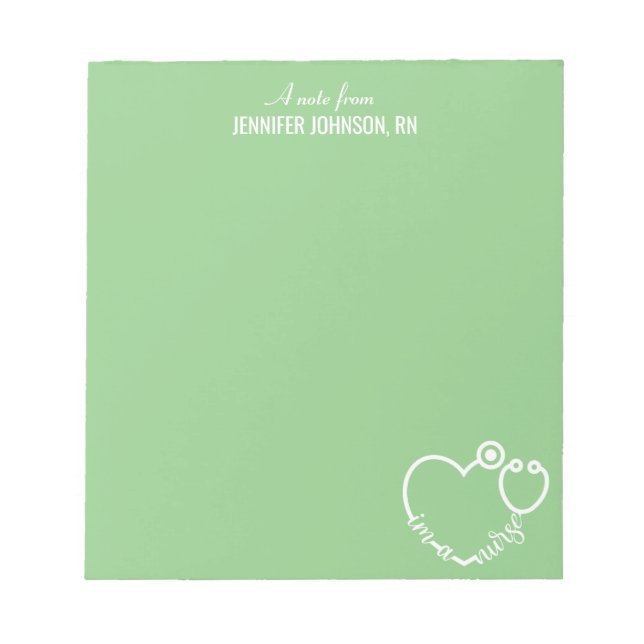 Jag är en Nurse Stethoscope Personlig Namn Elegant Anteckningsblock (Framsida)