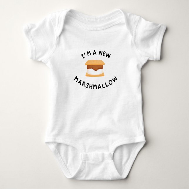 Jag är en ny Marshmallow Baby Bib | Cute S'mores T Shirt (Framsida)