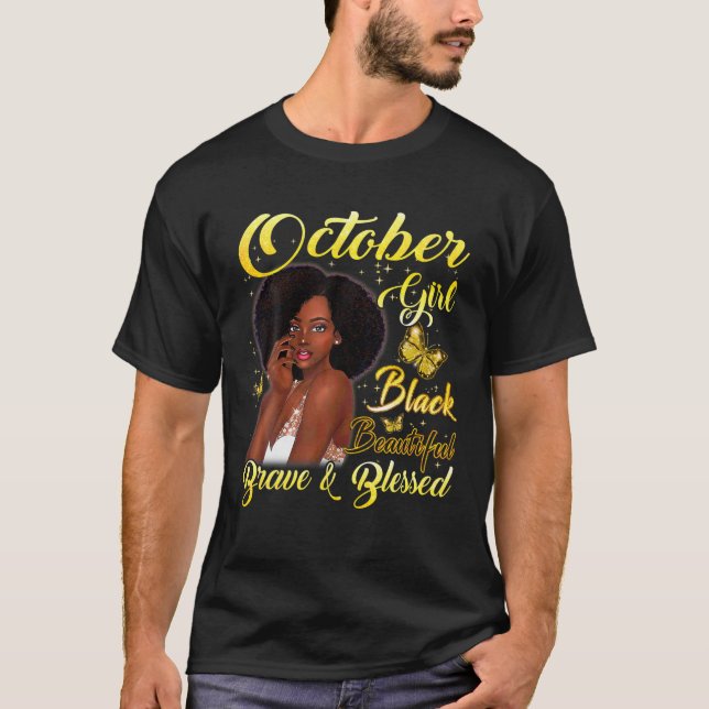 Jag är en Oktober-flicka från Birthday Shirt. T Shirt (Framsida)